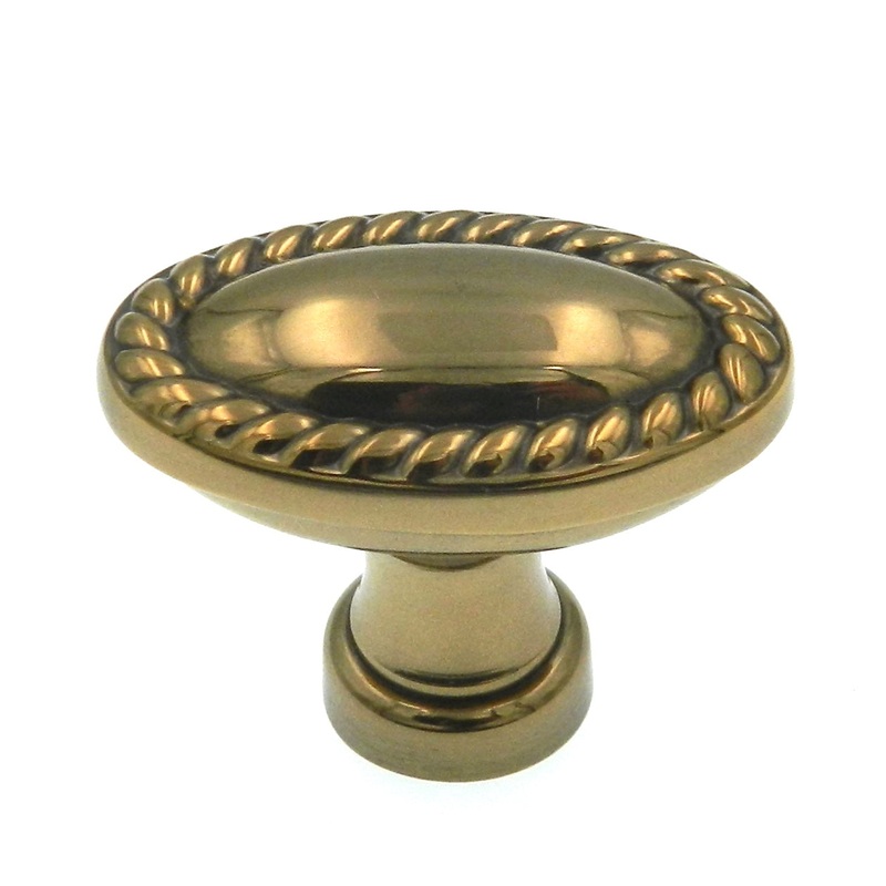 Belwith Keeler Annapolis 1 3/8 Sherwood Antique Brass Oval Rope Solid Brass Cabinet Knob P104
