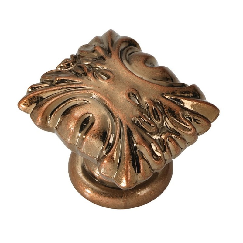 Hickory Hardware Ithica 1 5/16 Antique Rose Gold Rectangle Ornate Cabinet Knob P3430-ARG
