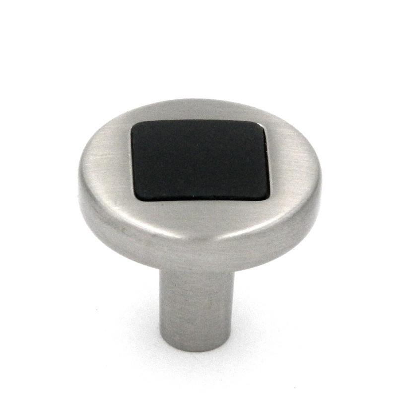 Hickory Hardware Loft 1 Satin Nickel and Black Round Smooth Cabinet Knob P3440-SNB