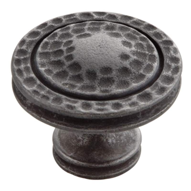 Hickory Hardware Mountain Lodge 1 3/8 Black Iron Round Hammered Cabinet Knob P3061-BI