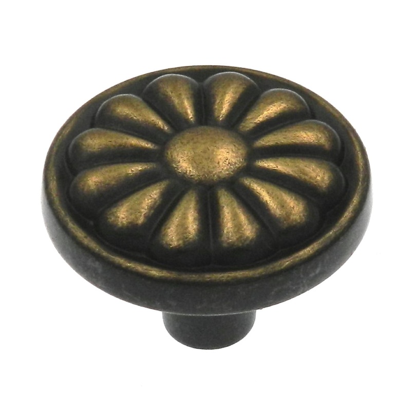Hickory Hardware Newport Windsor Antique 1 1/4 Flower Cabinet Knob P531-WA