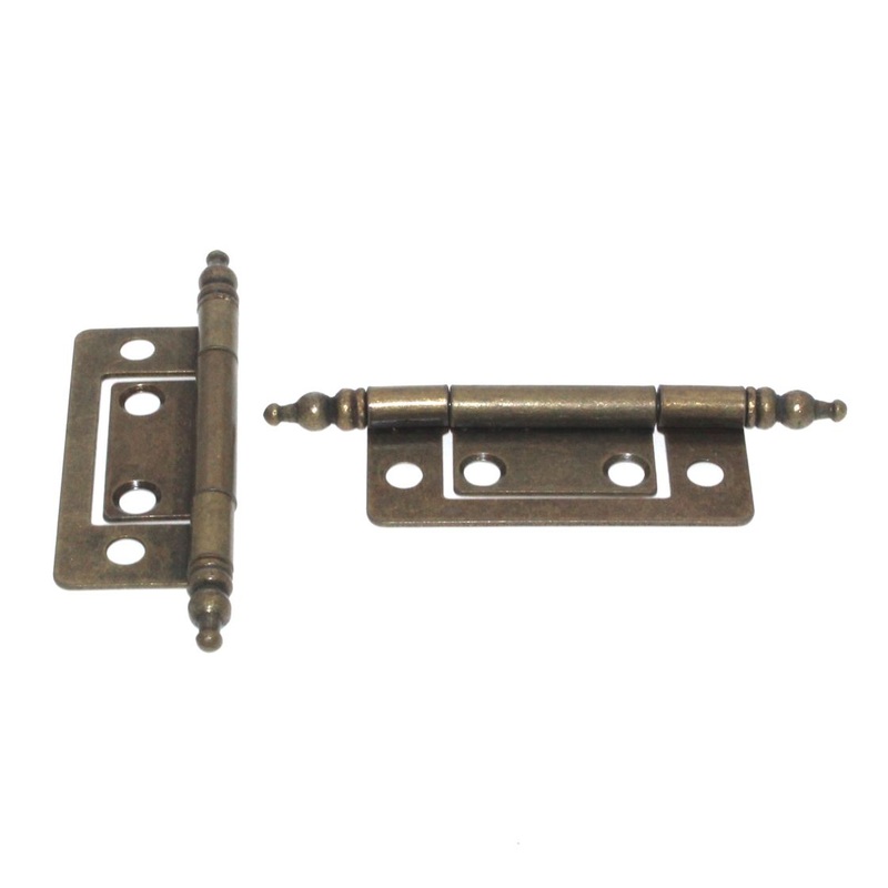 Hickory Hardware Self Mortise 2 Minaret Cabinet Hinges Antique Brass P8294-AB