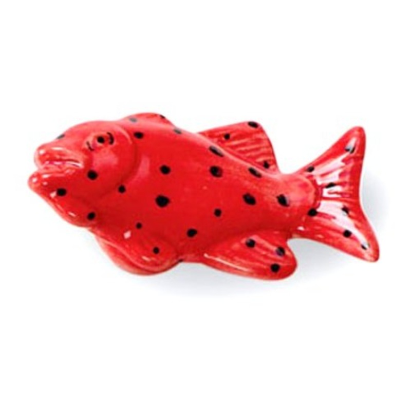 Laurey Fish 2 3/8 Red and Black Novelty Left-facing Fish Drawer Knob 09102