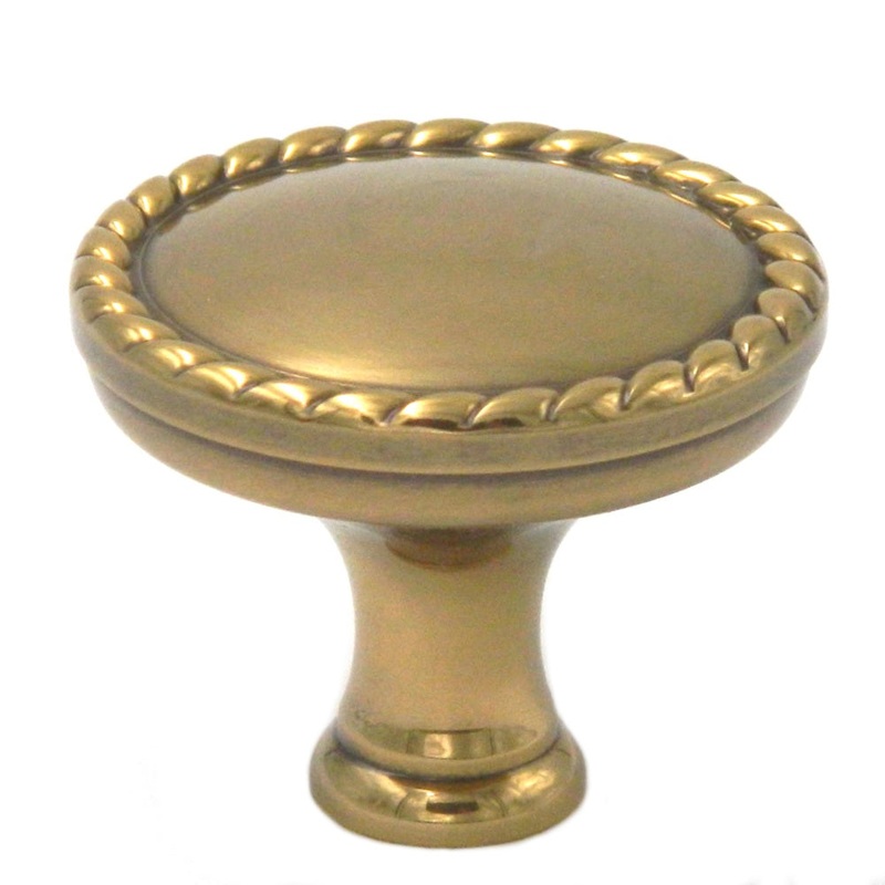 10 Pack Belwith Keeler Annapolis 1 1/2 Sherwood Antique Brass Rope Edge Solid Brass Cabinet Knob P103