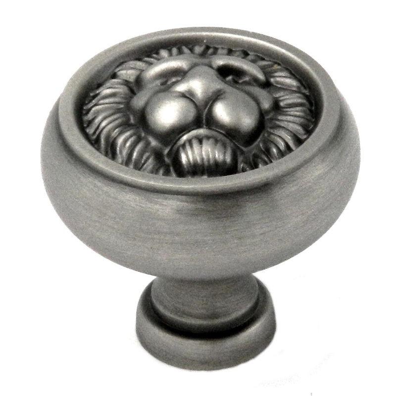 10 Pack Belwith Keeler Richelieu 1 1/4 Antique Pewter Round Lion Face Solid Brass Cabinet Knob F502