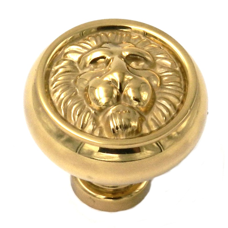10 Pack Belwith Keeler Richelieu 1 1/4 Polished Brass Round Lion Face Solid Brass Cabinet Knob F2