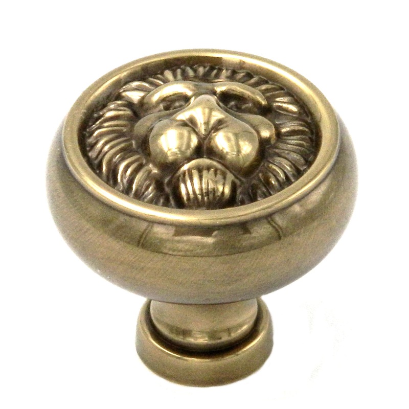 10 Pack Belwith Keeler Richelieu 1 1/4 Sherwood Antique Brass Round Lion Solid Brass Cabinet Knob F102