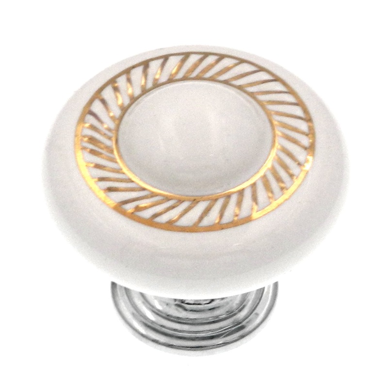 10 Pack Hickory Hardware Eclectic Accents 1 3/8 Polished Chrome and White Cabinet Knob P3644-CHW