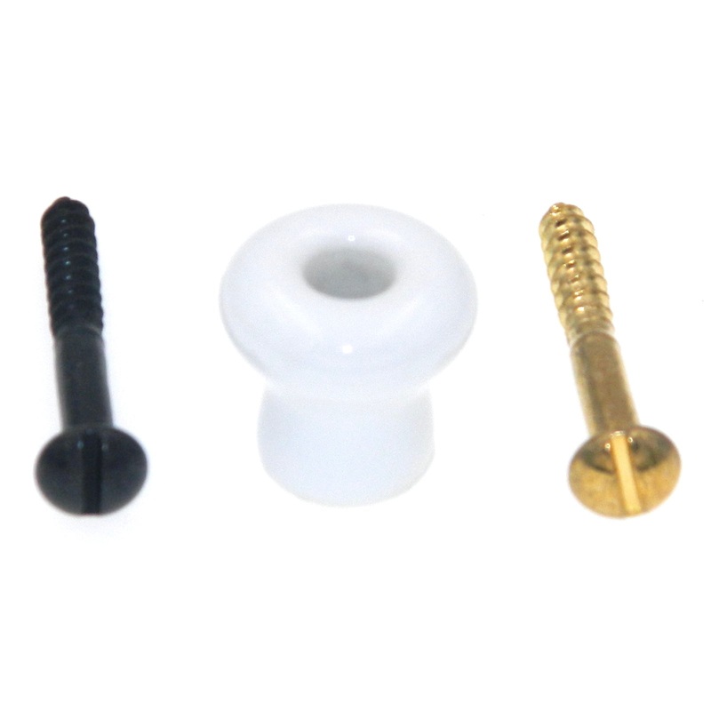 10 Pack Hickory Hardware English Cosy 11/16 White with Polished Brass Screw Stem Cabinet Knob P2-W
