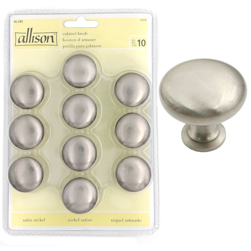 10 Pack Amerock Allison 1 1/4 Satin Nickel Round Smooth Cabinet Knob AL-285