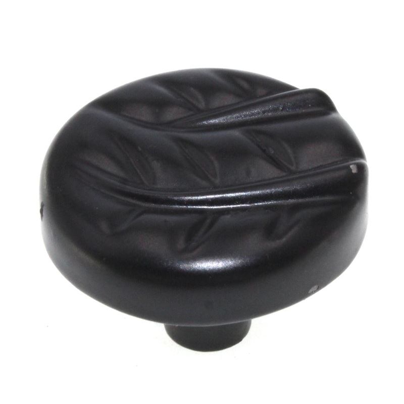 10 Pack WH103-BLK Black 1 1/4 Round Leaf-Design Kitchen Cabinet Knobs Pulls