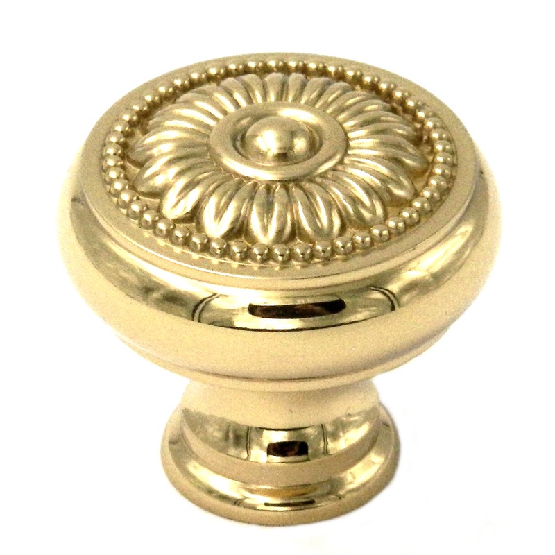Belwith Keeler Savannah 1 1/4 Polished Brass Round Ornate Solid Brass Cabinet Knob F32