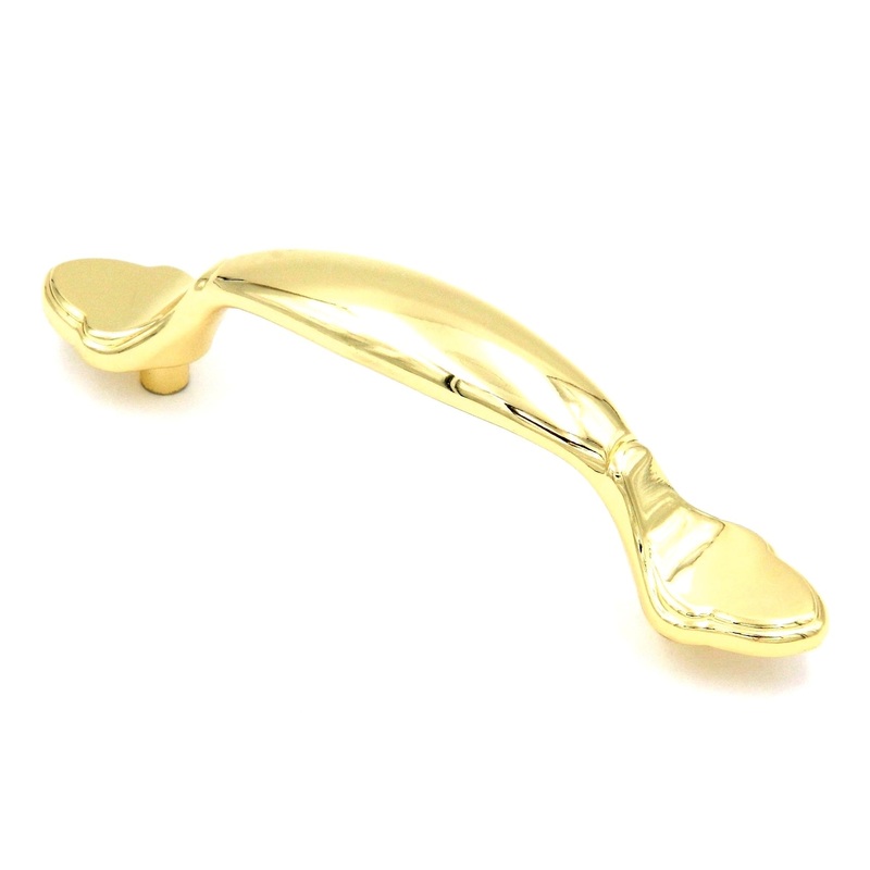 Hickory Hardware Queen Anne Polished Brass 3cc Cabinet Handle Pull P352-PB