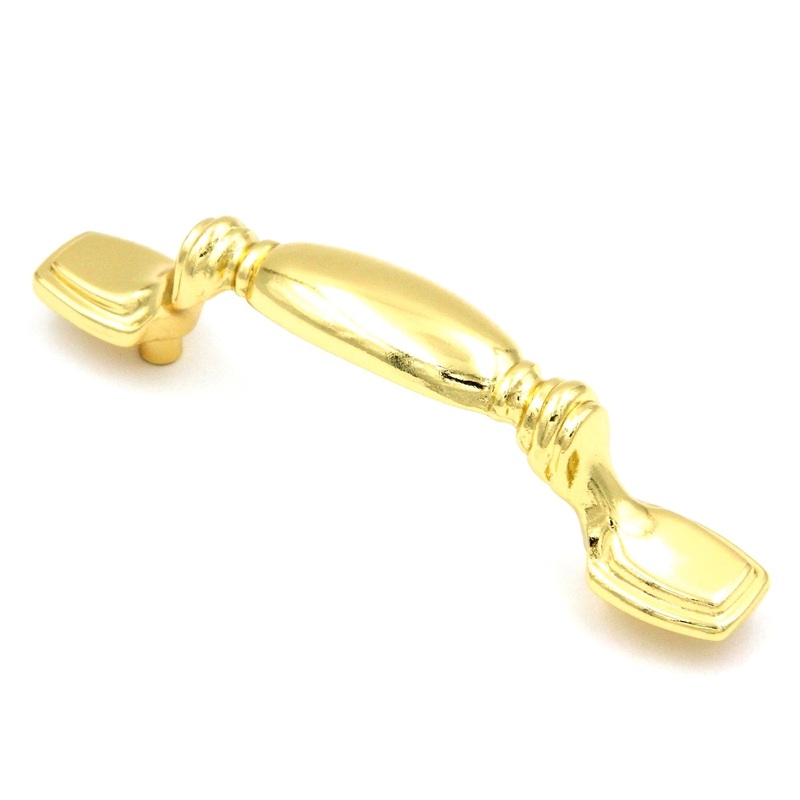 Hickory Hardware Queen Anne Polished Brass 3cc Cabinet Handle Pull P362-PB