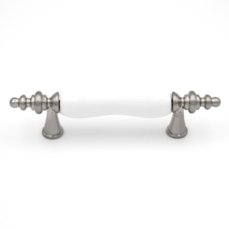 Hickory Hardware Tranquility Satin Nickel White P703-SNW 3cc Cabinet Bar Pull