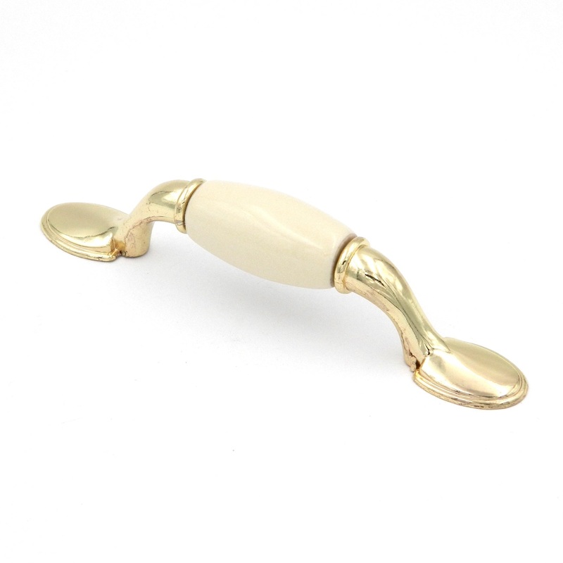 Hickory Tranquility P789-IV Polished Brass Ivory 3cc Arch Cabinet Handle Pull