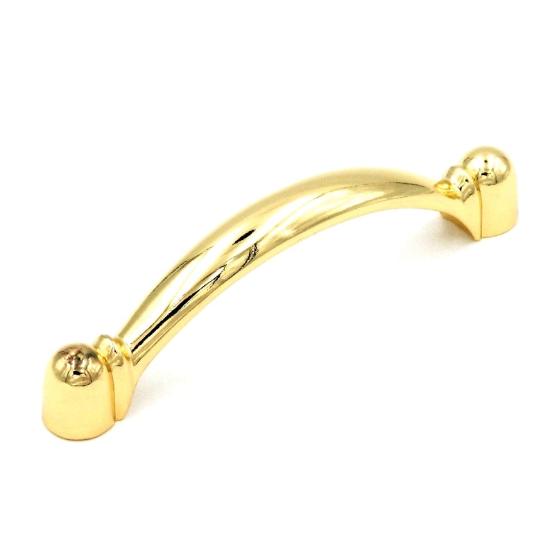 10 Pack Hickory Conquest P14441-3 Polished Brass 3cc Arch Cabinet Handle Pull