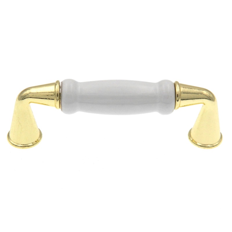 10 Pack Hickory Tranquility P260-W Polished Brass White 3cc Arch Cabinet Handle Pull