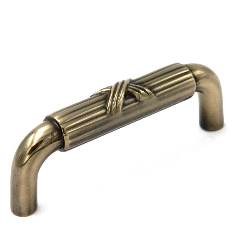 10 Pack Keeler Ribbon & Reed M107 Sherwood Antique Brass 3cc Solid Brass Handle Pull