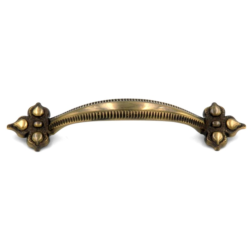 10 Pack Keeler Spanish Gothic P3021-07 Sherwood Antique Brass 3 3/4 (96mm)cc Solid Brass Handle Pull