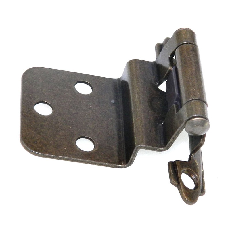 12 Pack P143-AB-6 Hickory Antique Brass 3/8 Inset Self-Closing Cabinet Hinges