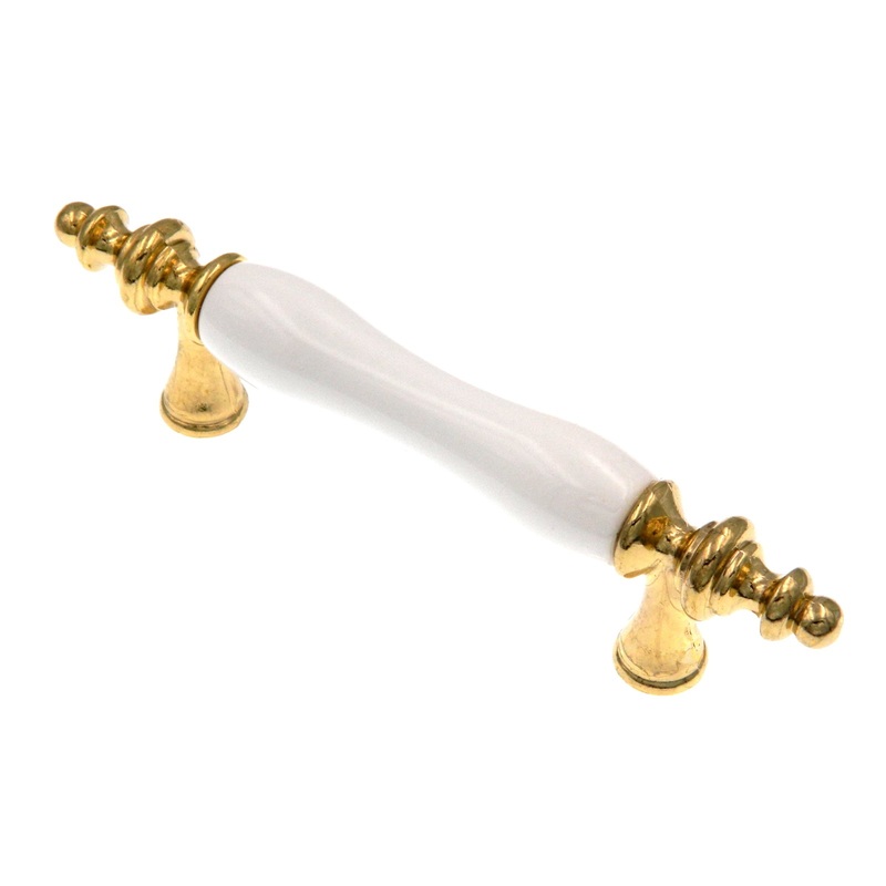 5 Pack Amerock 3cc Polished Brass Cabinet Porcelain Bar Pull Handle Ceramic Center BP76243-W3