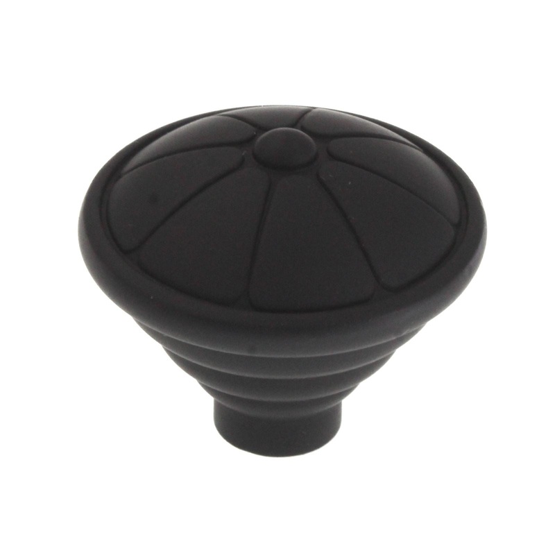 Laurey Kama 1 1/2 Round Button Cabinet Knob Matte Black 23420
