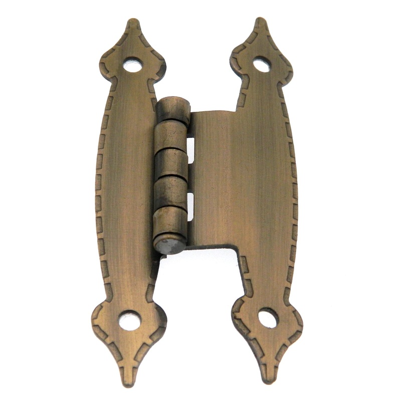 Pair of Hickory Hardware 3/8 Inset Antique Brass Cabinet H Hinges P147-AB