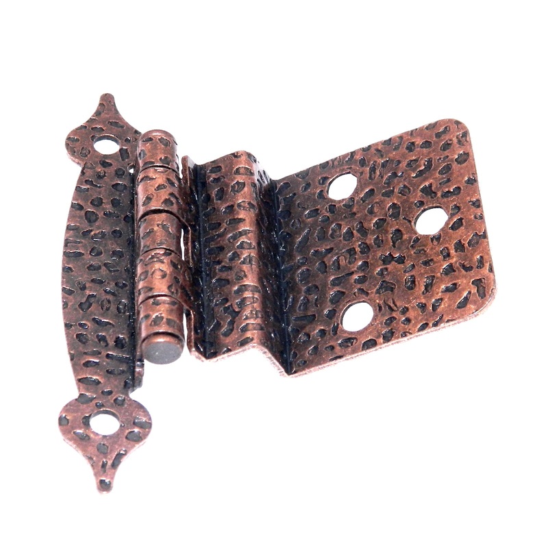 Pair of Hickory Hardware Antique Copper 3/8 Inset Cabinet Hinges P105-AC