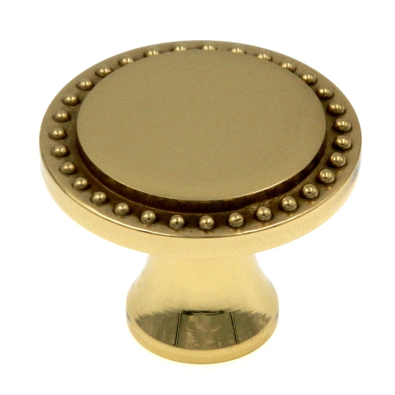 Amerock BP1441-3 Solid Polished Brass 1 1/4 Beaded Edge Cabinet Knob Pull