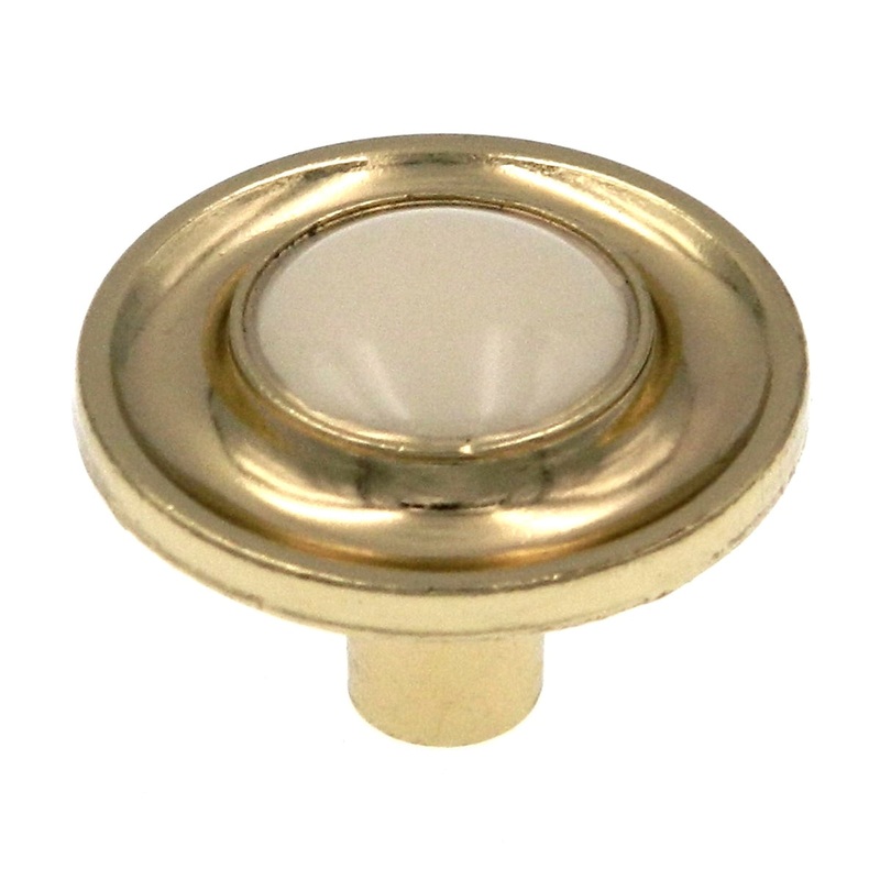 Amerock BP755-3A Polished Brass 1 1/4 Cabinet Knob with Almond Ceramic Center