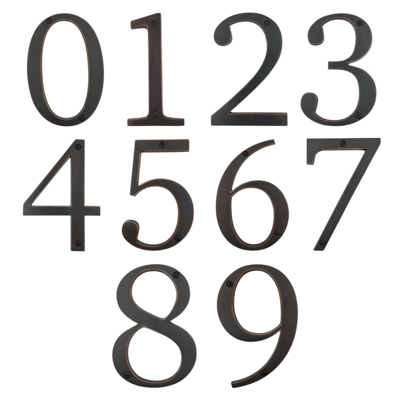 Large Bold 5 Aged Bronze Metal Flush House Address Numbers, Bold Easy-to-read Font