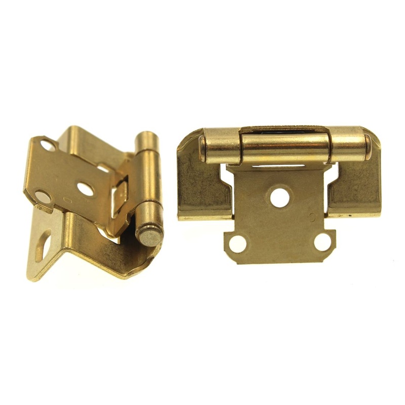 Pair of Amerock BP7550-3 Polished Brass Self-Closing 1/2 Overlay Hinges