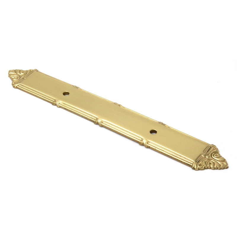 10 Pack Hickory Ribbon & Reed Solid Polished Brass 3 3/4cc Cabinet Handle Backplate M10