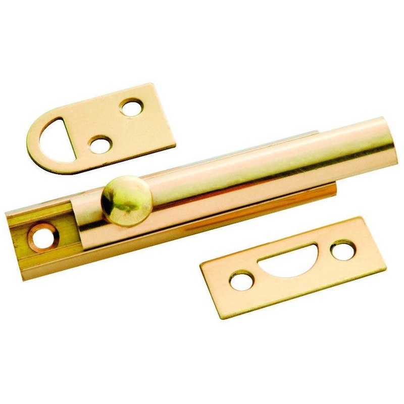 1849 Polished Brass 3 Surface Door Bolt (Flush or Recessed) Belwith Hickory