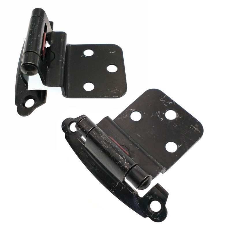 25 Pair 3/8 Inset Face Mount Self-Closing Hinges Black