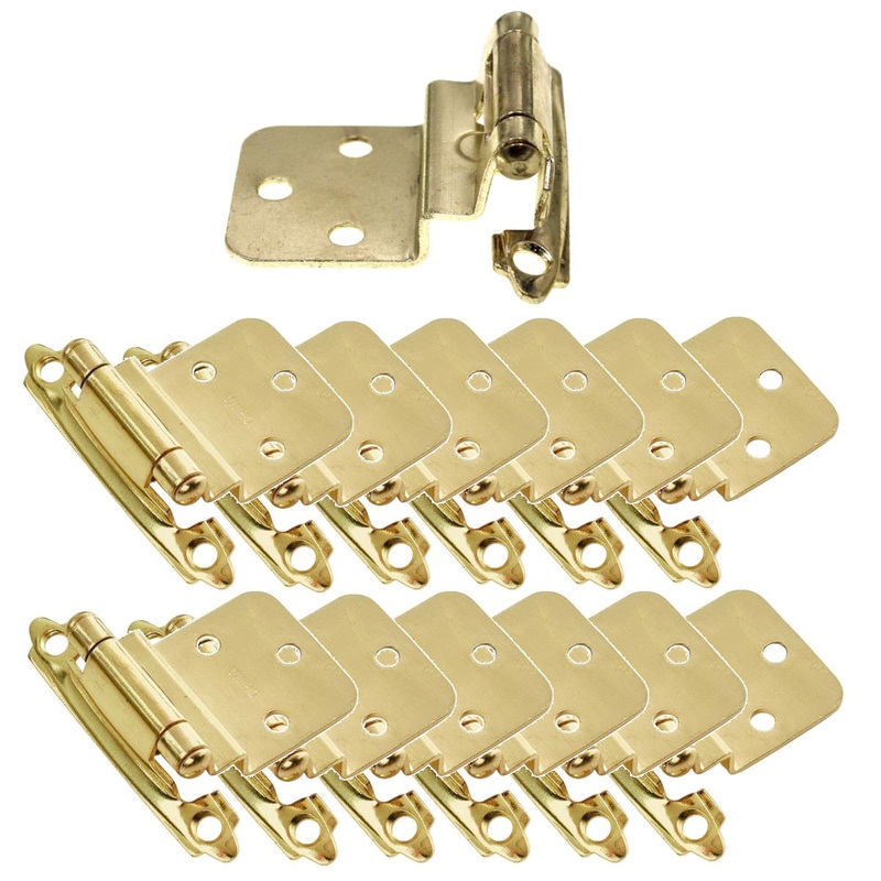 6 Pair Hickory Hardware Polished Brass 3/8 Inset Cabinet Hinges P143-3-6