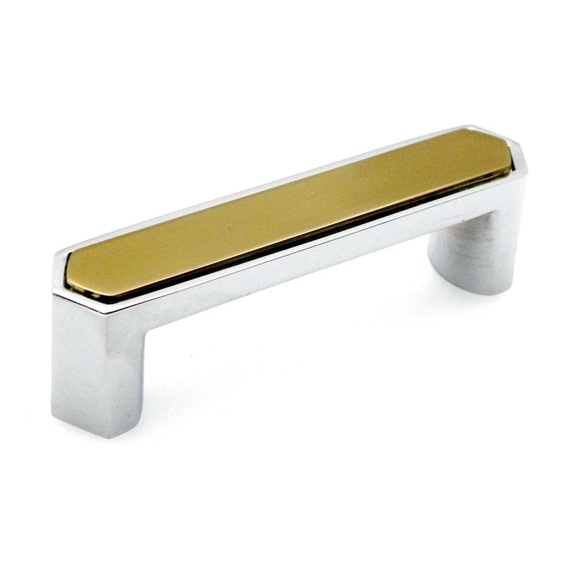 Amerock BP1444-263 Polished Chrome 3cc Cabinet Pull with Brass Flat Top Allison