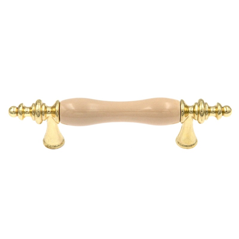 Amerock BP76243-AL3 Polished Brass Allison 3cc Cabinet Bar Pull Handle with Almond Ceramic Center