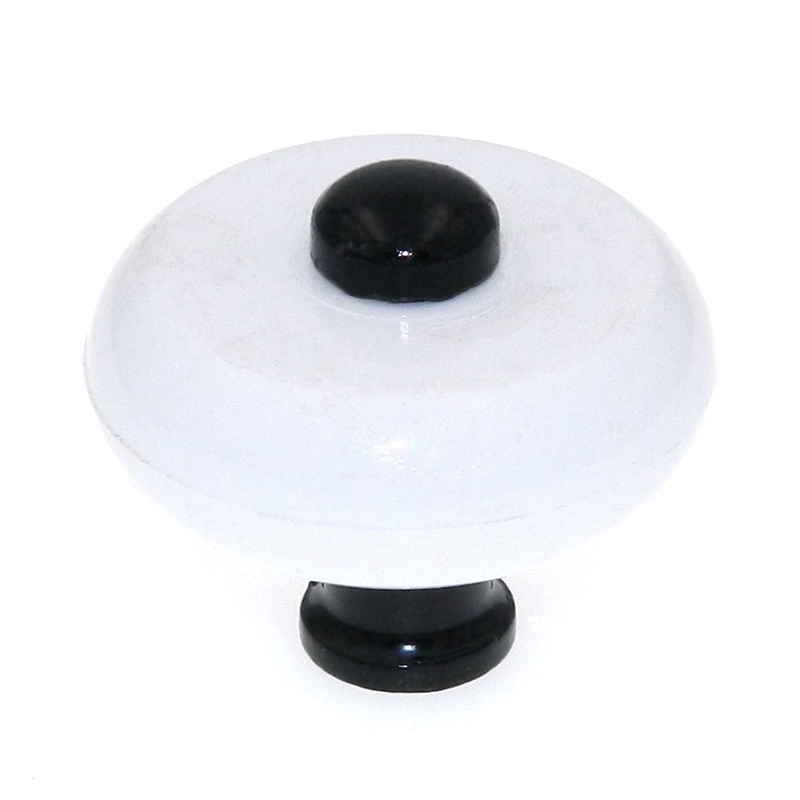 Amerock Hardware BP76268-WHEB White 1 3/16 Round Cabinet Knob with Brass Stem