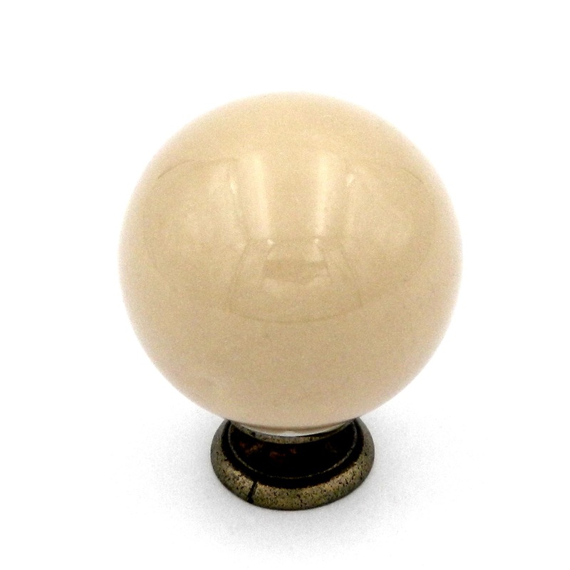 Belwith Hickory P21-AD Almond 1 1/4 Round Cabinet Knob Pull with Brass Base