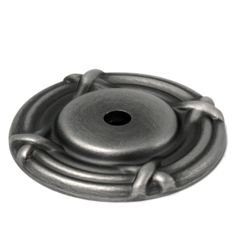 Hickory Hardware Antique Pewter 1 1/2 Solid Brass Cabinet Knob Backplate M506