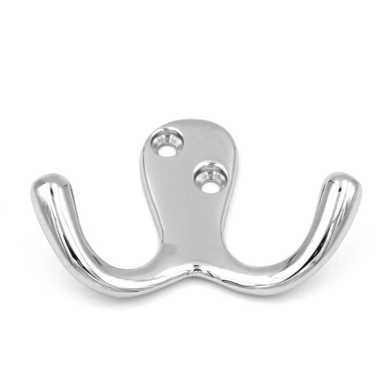 P27305-CH Chrome Solid Brass 2 3/4 Double Hook Belwith Utility Hooks
