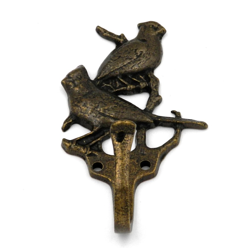 P28660-AB Antique Brass Solid Brass 4 1/8 Cardinal Wild Birds Hook Belwith