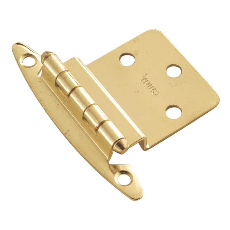 Pair Hickory Hardware Polished Brass 3/8 Inset Hinges Non Self-Closing P140-3