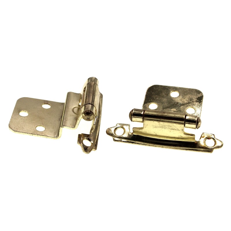 Pair Hickory Hardware Polished Brass 3/8 Inset Self-Closing Hinges P143-3