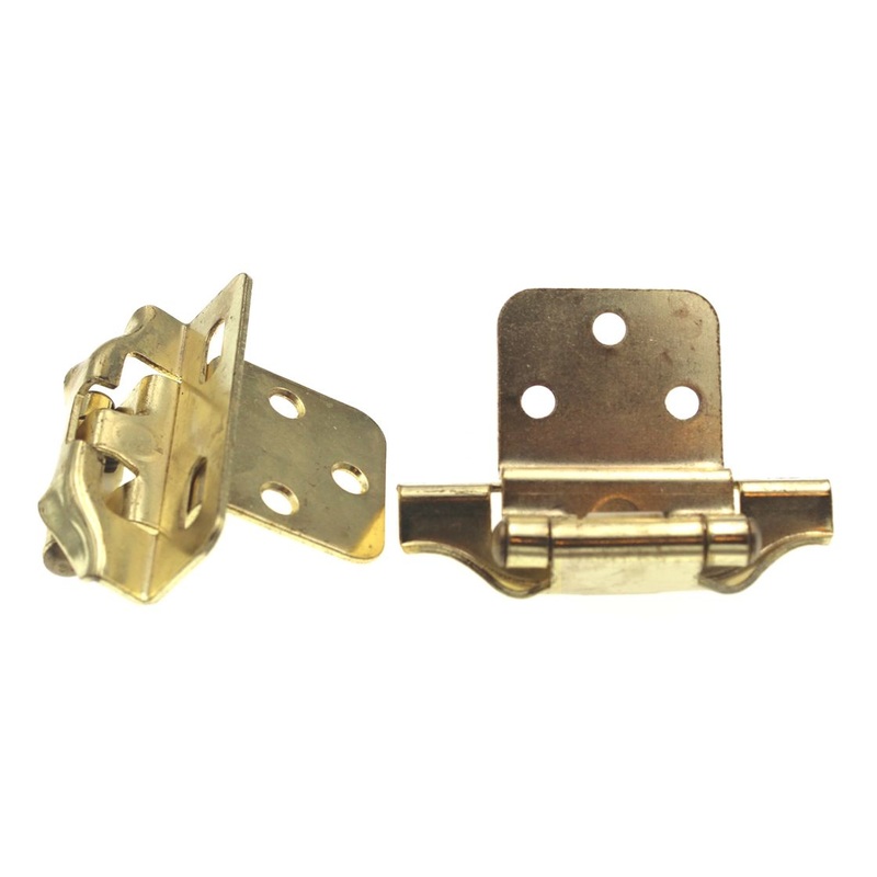 Pair Hickory Polished Brass Partial Wrap 3/8 Inset 1/4 Overlay Hinge P61030F-3