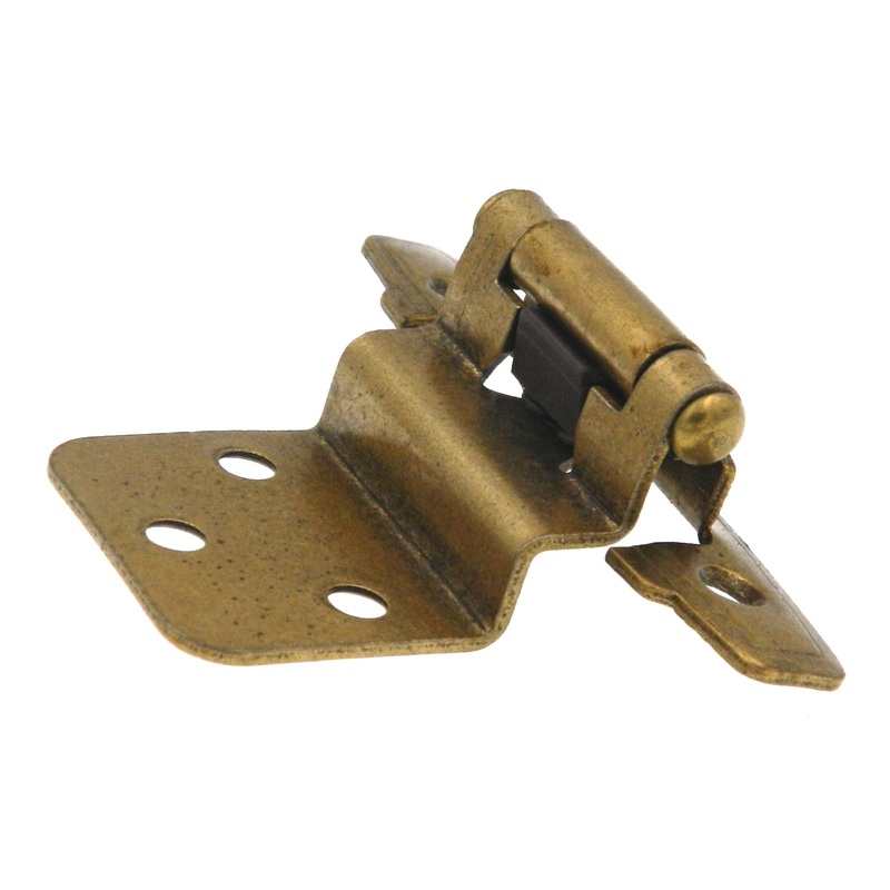 Pair Lancaster Polished P295-LP Hickory 3/8 Inset Self-Closing Cabinet Hinges