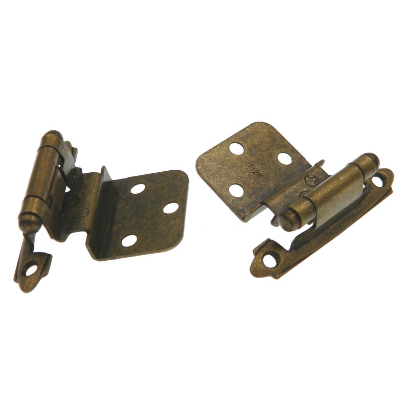 Pair of Amerock BP3428-BB Burnished Brass Self-Closing 3/8 Inset Cabinet Hinges