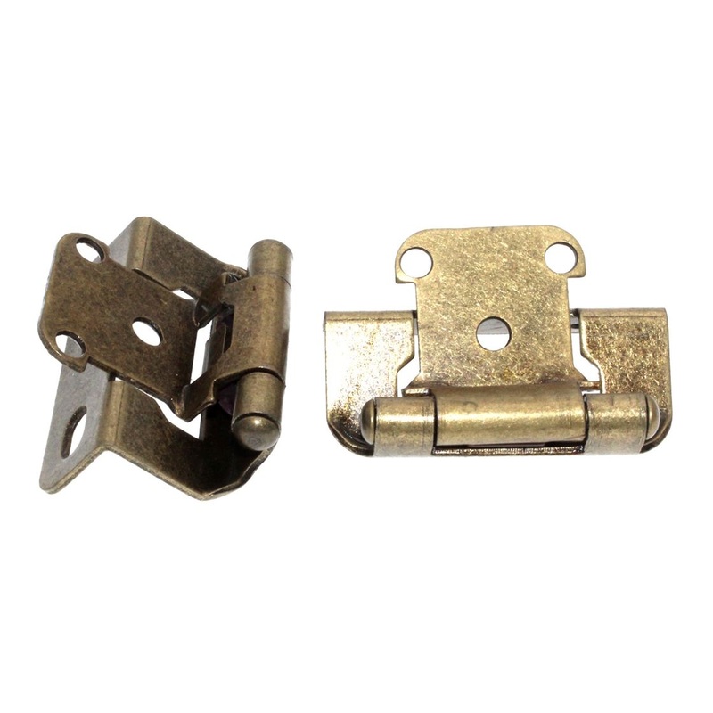 Pair of Hickory Antique Brass Partial Wrap 1/2 Overlay Cabinet Hinges P2710F-AB